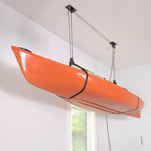 نظام بكرة السقف من StoreYourBoard Kayak وCanoe، رافعة تخزين مثبتة على المرآب، شديدة التحمل تحمل 150 رطل، منظم داخلي in Saudi Arabia