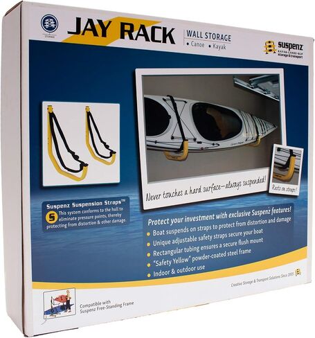 Suspenz Kayak Canoe SUP Storage Hanger for Garage Wall, Indoor Outdoor, Jay Rack, Yellow, (11-0001) in Saudi Arabia