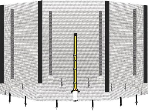 شبكة ترامبولين بطول 12 قدم - شبكة أمان بديلة لـ 8 أقطاب إطارات دائرية للترامبولين، وأجزاء شبكة حاجز ترامبولين من النايلون مع سحاب مزدوج وأبازيم حماية باللون الأسود in Kuwait