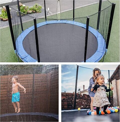 شبكة ترامبولين بطول 12 قدم - شبكة أمان بديلة لـ 8 أقطاب إطارات دائرية للترامبولين، وأجزاء شبكة حاجز ترامبولين من النايلون مع سحاب مزدوج وأبازيم حماية باللون الأسود in Kuwait