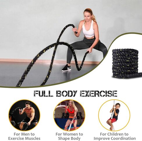 Serdios Battle Exercise Training Rope,30ft/40ft/50ft Length Battle Rope Exercise Workout Strength Training Undulation in Kuwait