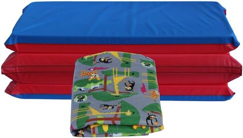 KinderMat، بسمك 1.5 بوصة، بساط مسند مكون من 4 أقسام، أحمر/أزرق، رائع للمدرسة والرعاية النهارية والسفر والمنزل، 100% مصنوع في الولايات المتحدة الأمريكية... in Saudi Arabia