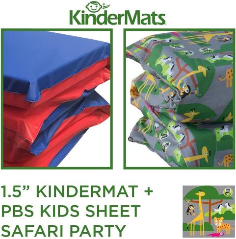 KinderMat، بسمك 1.5 بوصة، بساط مسند مكون من 4 أقسام، أحمر/أزرق، رائع للمدرسة والرعاية النهارية والسفر والمنزل، 100% مصنوع في الولايات المتحدة الأمريكية... in Saudi Arabia