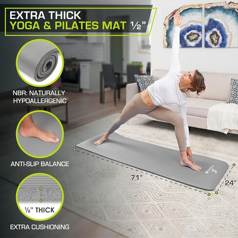 ProsourceFit Extra Thick Yoga and Pilates Mat, High Density Exercise Mat with Comfort Foam and Carrying Strap in Saudi Arabia