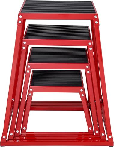 صناديق القفز البليومترية، صندوق رقائق 12/18/24/30 بوصة، منصة وصندوق خفة الحركة للقفز، مجموعة صندوق تصعيد لتمارين اللياقة البدنية مضادة للانزلاق لتدريب صالة الألعاب الرياضية المنزلية، وتدريبات القوة المرطبة، باللون الأحمر in Kuwait