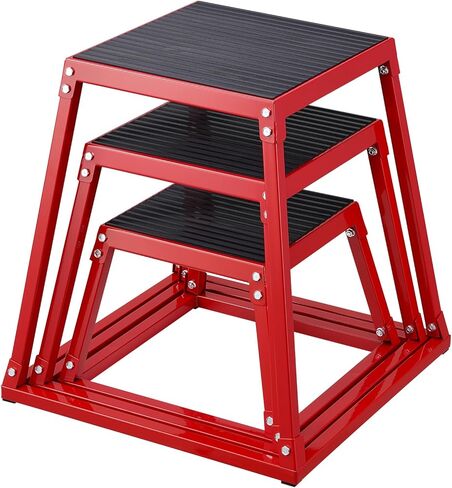 VEVOR Plyometric Jump Boxes, 12/18/24 Inch Plyo Box, Platform and Jumping Agility Box, Anti-Slip Fitness Exercise Step Up Box Set for Home Gym Training, Conditioning Strength Training, Red in Kuwait
