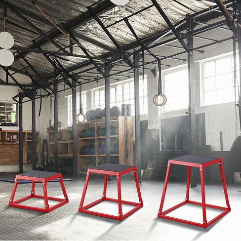 VEVOR Plyometric Jump Boxes, 12/18/24 Inch Plyo Box, Platform and Jumping Agility Box, Anti-Slip Fitness Exercise Step Up Box Set for Home Gym Training, Conditioning Strength Training, Red in Kuwait