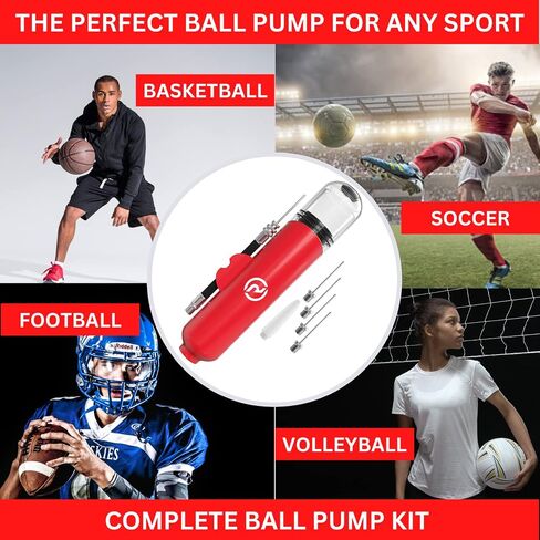 Ball Pump for Sports Balls - 5 Needles - Basketball Pump, Soccer Ball Pump - Air Pump for Balls, Volleyball, Football Accessories Equipment - Hand Pump for Inflatables - Never Lose Pin with Holder in Saudi Arabia