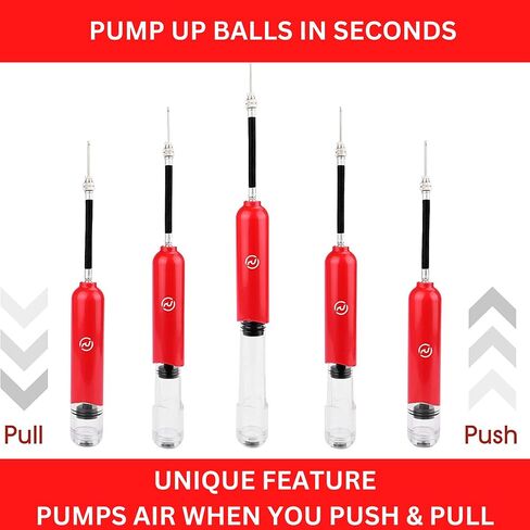 Ball Pump for Sports Balls - 5 Needles - Basketball Pump, Soccer Ball Pump - Air Pump for Balls, Volleyball, Football Accessories Equipment - Hand Pump for Inflatables - Never Lose Pin with Holder in Saudi Arabia