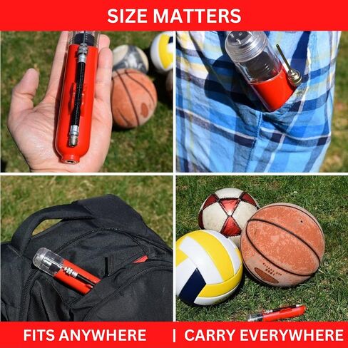 Ball Pump for Sports Balls - 5 Needles - Basketball Pump, Soccer Ball Pump - Air Pump for Balls, Volleyball, Football Accessories Equipment - Hand Pump for Inflatables - Never Lose Pin with Holder in Saudi Arabia