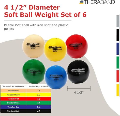 THERABAND وزن ناعم، قطر 4.5 بوصة، كرات مرجحة للبيسبول، كرات مرجحة للكرة اللينة، كرة محمولة باليد على شكل متساوي التوتر، قوة الكتف، الكفة الدوارة ومدرب الرمي، أحمر، 3.3 رطل in Kuwait