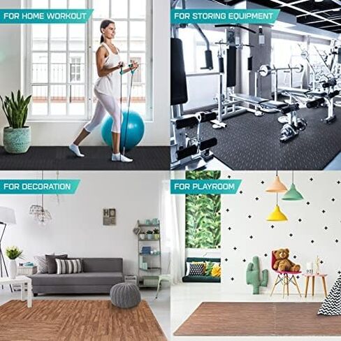 بساط تمرين ألغاز Yes4All 24SQFT-144SQFT لصالة الألعاب الرياضية المنزلية، بلاط أرضيات إسفنجي متشابك من مادة EVA مع حدود لمعدات التمرين in Kuwait
