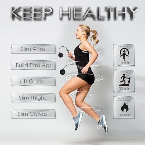 حبل القفز من CyberDyer، حبل القفز بدون حبال، يناسب أي مستوى من المهارة، الأفضل للحفاظ على لياقتك وفقدان الوزن والتدريبات العامة in Kuwait