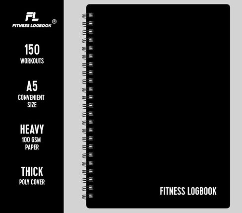 Fitness Logbook for Women & Men - A5 Undated Workout Journal, Planner Log Book to Track Weight Loss, Muscle Gain, Gym Exercise, Bodybuilding Progress - Thick Paper, Poly Cover, Sturdy Binding in Kuwait