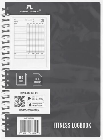 Fitness Logbook for Women & Men - A5 Undated Workout Journal, Planner Log Book to Track Weight Loss, Muscle Gain, Gym Exercise, Bodybuilding Progress - Thick Paper, Poly Cover, Sturdy Binding in Kuwait