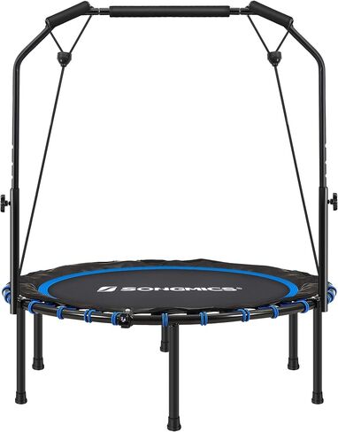 SONGMICS 40 Inches Mini Fitness Trampoline, Fitness Rebounder with Adjustable Handrail, Foldable Trampoline for At-Home Workout, Max. Load 264.6 lb in Kuwait