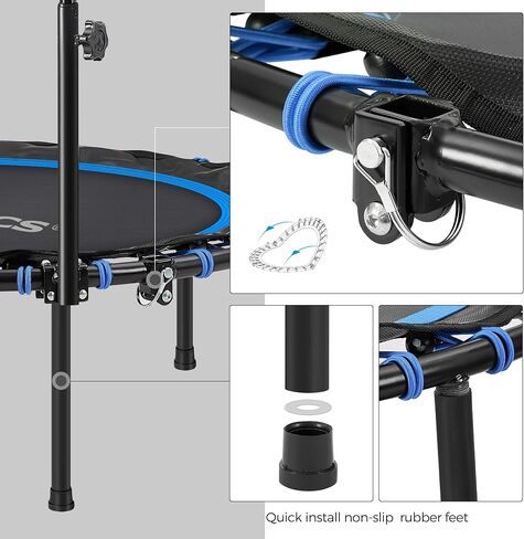 SONGMICS 40 Inches Mini Fitness Trampoline, Fitness Rebounder with Adjustable Handrail, Foldable Trampoline for At-Home Workout, Max. Load 264.6 lb in Kuwait