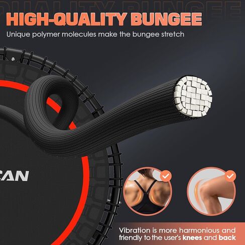 BCAN 450LBS/550LBS ترامبولين صغير قابل للطي، 40 بوصة/48 بوصة ترامبولين للياقة البدنية مع حبل مطاطي متين، ثابت وهادئ للتمارين الرياضية للأطفال والكبار، ترامبولين صغير رائع للتمرين في الأماكن المغلقة/الحديقة in Kuwait