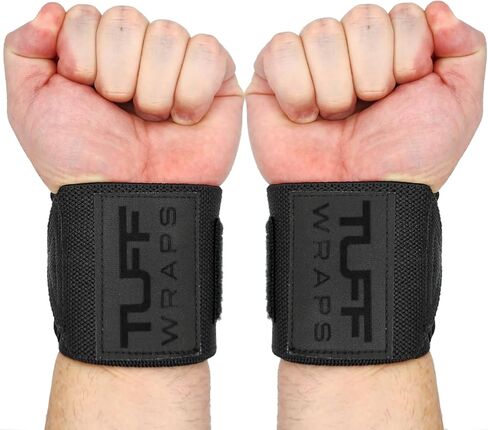 أغطية معصم TuffWraps مقاس 16 بوصة: بدون حلقات إبهام، أغطية معصم رياضية عالية الجودة لرفع الأثقال، وضغط المقعد، ورفع الأثقال، والتدريب المتقاطع - جرب نظام شد حلقة الحزام in Kuwait