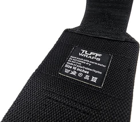 أغطية معصم TuffWraps مقاس 16 بوصة: بدون حلقات إبهام، أغطية معصم رياضية عالية الجودة لرفع الأثقال، وضغط المقعد، ورفع الأثقال، والتدريب المتقاطع - جرب نظام شد حلقة الحزام in Kuwait