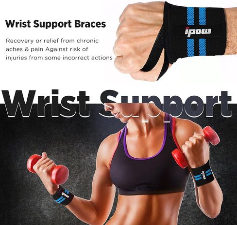 IPOW 18'' Professional Wrist Wraps for Weightlifting 2 Pack(IPF Approved), Heavy Duty Gym Wrist Straps for Working Out, Weight Lifting Wrist Brace for Men & Women, Wrist Support with Thumb Loop in Kuwait