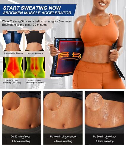 TrainingGirl النساء مدرب خصر المتقلب مشد فقدان الوزن البطن التفاف تجريب حزام عرق حزام بطن الرياضة حزام ساونا البدلة in Kuwait