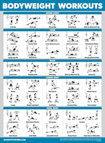 مجموعة من 4 قطع من Palace Learning - ملصقات لتمرين أشرطة المقاومة المجلد 1 و2 و3 + مخطط تمارين وزن الجسم (مصفح، 18 بوصة × 24 بوصة) in Kuwait