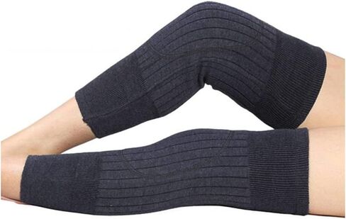 دعامات الركبة الحرارية السميكة وسادات الركبة الدافئة متماسكة لتدفئة الركبة وأكمام الركبة المصابة بالتهاب المفاصل وأكمام تدفئة الساق للنساء والرجال - رمادي داكن in Kuwait