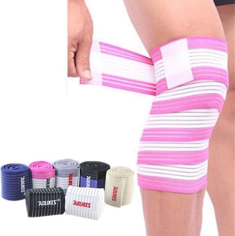 (1 Pair Elastic Breathable Knee Brace Compression Bandage Wraps Pain Relief Straps Support Wraps Sleeve for Men Women Cross Training WODs,Gym Workout,Fitness & Powerlifting in Kuwait