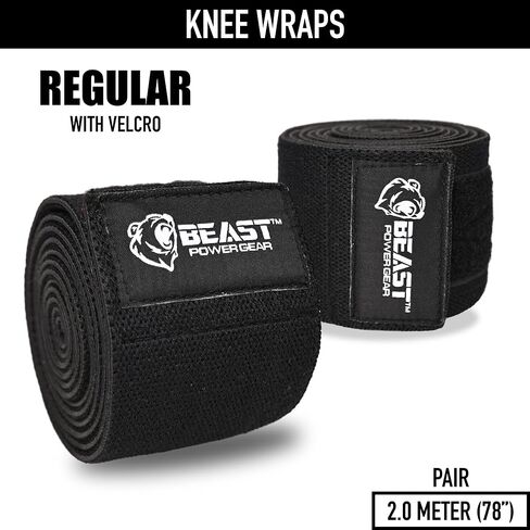 Knee Wraps (Pair) for Squats with Fastening Support, Powerlifting, Weightlifting, Cross Training, Leg Press,- Flexible 78" 98" Knee Wraps for Squatting - Men & Women in Saudi Arabia