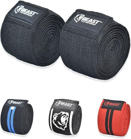 Knee Wraps (Pair) for Squats with Fastening Support, Powerlifting, Weightlifting, Cross Training, Leg Press,- Flexible 78" 98" Knee Wraps for Squatting - Men & Women in Saudi Arabia