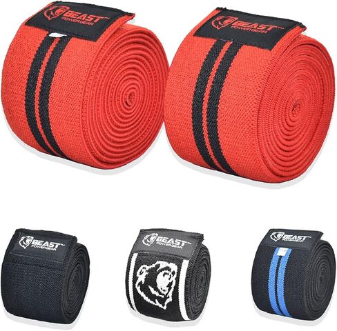 Knee Wraps (Pair) for Squats with Fastening Support, Powerlifting, Weightlifting, Cross Training, Leg Press,- Flexible 78" 98" Knee Wraps for Squatting - Men & Women in Saudi Arabia