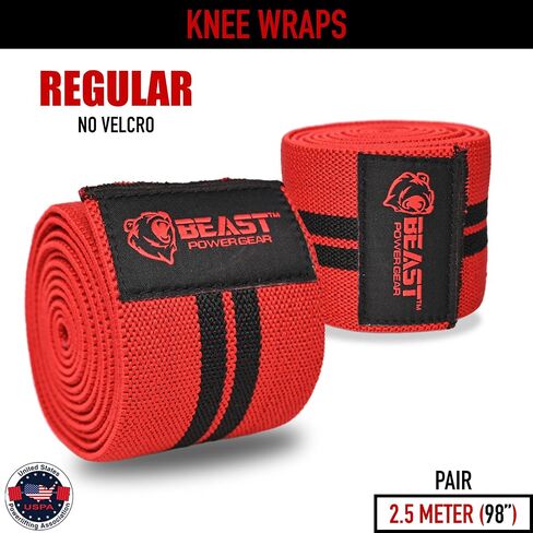 Knee Wraps (Pair) for Squats with Fastening Support, Powerlifting, Weightlifting, Cross Training, Leg Press,- Flexible 78" 98" Knee Wraps for Squatting - Men & Women in Saudi Arabia