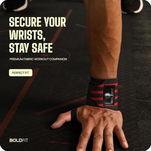 دعامة معصم Boldfit مع أشرطة فيلكرو - لفافات معصم قابلة للتنفس وقابلة للتعديل لرفع الأثقال - لفافات معصم كروس فيت، ملحقات الصالة الرياضية للنساء والرجال (حجم عالمي) in Saudi Arabia