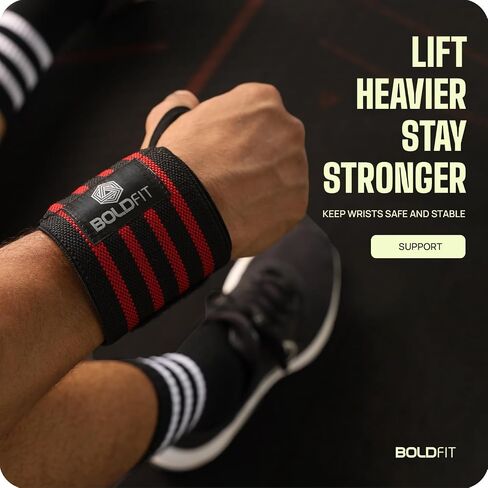 دعامة معصم Boldfit مع أشرطة فيلكرو - لفافات معصم قابلة للتنفس وقابلة للتعديل لرفع الأثقال - لفافات معصم كروس فيت، ملحقات الصالة الرياضية للنساء والرجال (حجم عالمي) in Saudi Arabia