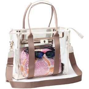 Large Clear Tote Bag Stadium Approved for Stadium Events Transparent Shoulder crossbody Handbag with Adjustable Strap