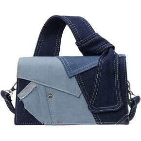 Women Denim Small Square Bag Patchwork Shoulder Handbag Premium Texture Crossbody Bag Tote Purse