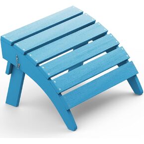 SERWALL Folding Adirondack Ottoman for Adirondack Chair, No-Assembly Weather Resistance Outdoor Footstool, High Impact Polystyrene Folding Adirondack Footrest, Gray