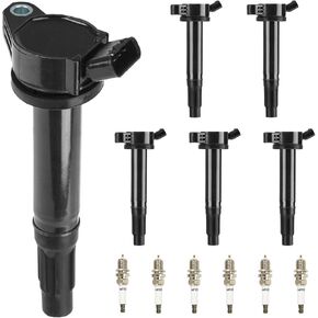 Ignition Coils Pack & Iridium Spark Plugs for Toyota Lexus Camry Avalon RAV4 Highlander Venza ES350 IS350 RX450h UF487 3.5L 2006 2007 2008 2009 2010 2011 2012 2013 2014 2015 2016-6 Set