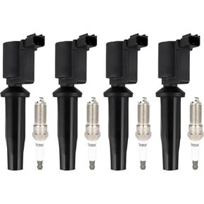 ECCPP UF621 4 ignition coils wilth 4 iridium Spark Plugs,for Ford Transit Connect 2.5L 2014-2020,for Fusion 2.5L 2010-2020,for Escape 2.5L 2009-2019,for C-Max 2.0L 2013-2018 UF621,610-00175 DG522
