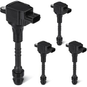 Set of 4 Ignition Coils Pack 4 Iridum Spark Plugs Compatible with 2002-2006 Nissan Sentra 1.8L Replace UF351