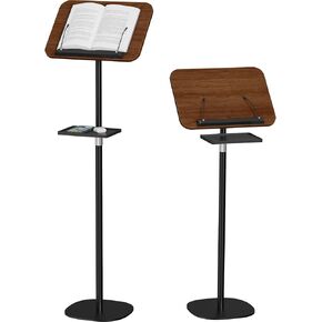 Snughome Floor Book Stand with Removable Tray, Wood Standing Book Stand for Reading, Height Adjustment 21"-51", Music Stand Cookbook Stand Textbook Stand Laptop Stand Book Holder for Display