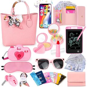 35PCS Little Girl Purse Toy Set, Toddler Purse Girl Toys Age 2-6 with Pretend Makeup, Play Kids Purse Princess Birthday, Toys for 2 3 4 5 6 Year Old Girls, Pink