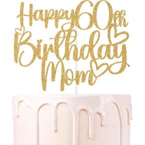 الذهب بريق سعيد عيد ميلاد 60th أمي كعكة توبر، Feliz Cumpleaños Mama / عيد ميلاد سعيد أمي، مضحك الأم زينة حفلة عيد ميلاد 60 للأم in Kuwait