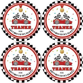 40pcs Race Car Thank You Stickers, Racing Car Thank You Birthday Stickers, Boy Birthday Stickers, Racing Thank You Stickers for Boy 1st Birthday/Gender Reveal Party Favors
