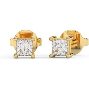 0.10 Cttw Princess Cut Natural Diamond (Color-H -I,Clarity -I1-I2) | Stunning Stud Earrings For Women | Crafted In 14K White, Rose,Yellow Gold .(14K Yellow Gold)