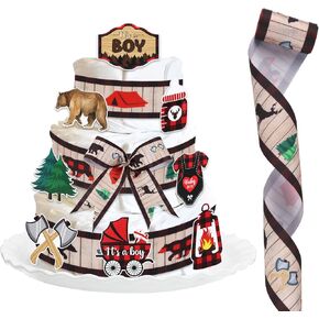 Winter Pink Snowflake Diaper Cake Decorations Kit for Baby Shower, Snowflake Patterned Ribbons 5 Yards, Baby It's Cold Outside Cards Gender Reveal Party Decorations Supplies in Kuwait