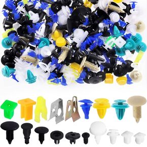 Swpeet 500Pcs Nylon and Metal Mixed Auto Retainer Fastener Rivet Push Clips Accessories Kit, Bumper Clips Kit Auto Rivets Fasteners Perfect for Most Universal Cars