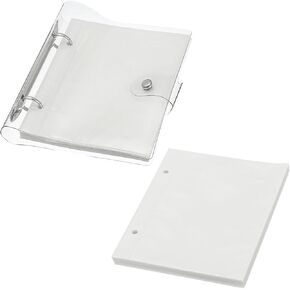 PATIKIL 4x6" Clear Loose-Leaf Photo Album Plastic Transparent Picture Album with 100 Pockets and 50 Replacement Refill Sleeves for Photo Postcard, White