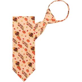 Jacob Alexander Men's Baby Turkey Pumpkins Fall Leaves Gobble Pattern Happy Thanksgiving Zipper Neck Tie